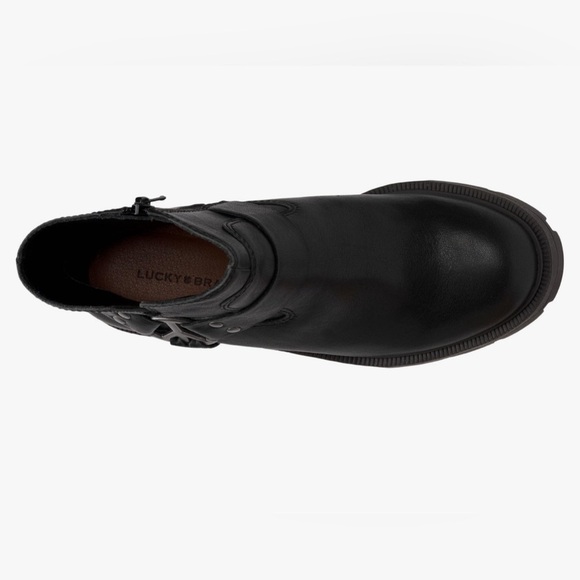 LUCKY BRAND SOXTON LEATHER ANKLE PLATFORM MOTORCYCLE STYLE BOOTIE SIZE 8.5 - Picture 5 of 10